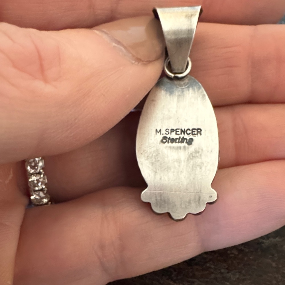 Sterling silver Sonoran Mountain pendant by Navajo artist M. Spencer - Picture 2 of 4